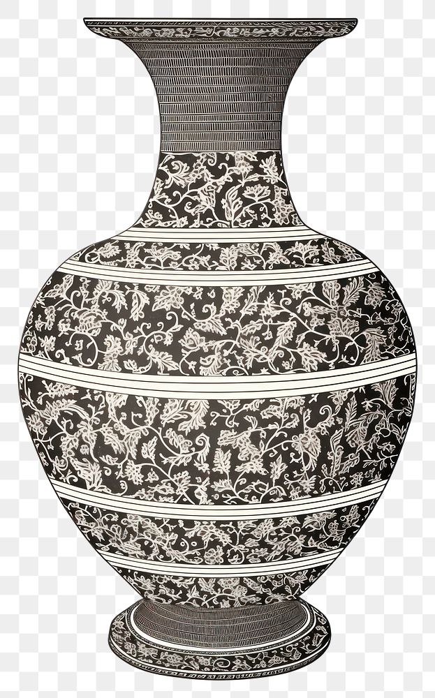 PNG Illustration of a vase porcelain pottery art.