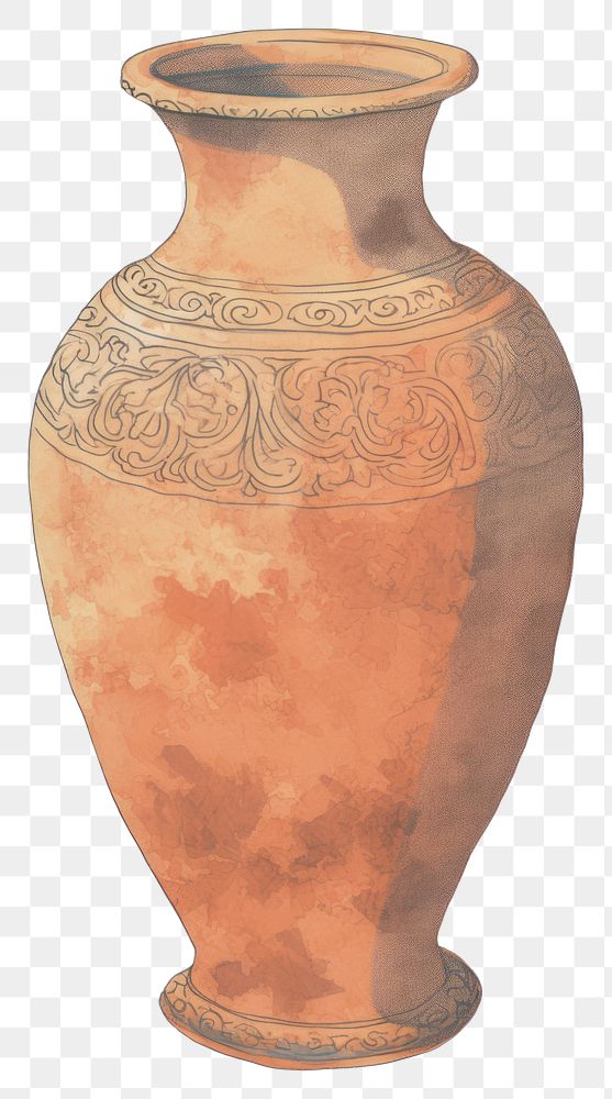 PNG Illustration of a vase pottery urn jar.