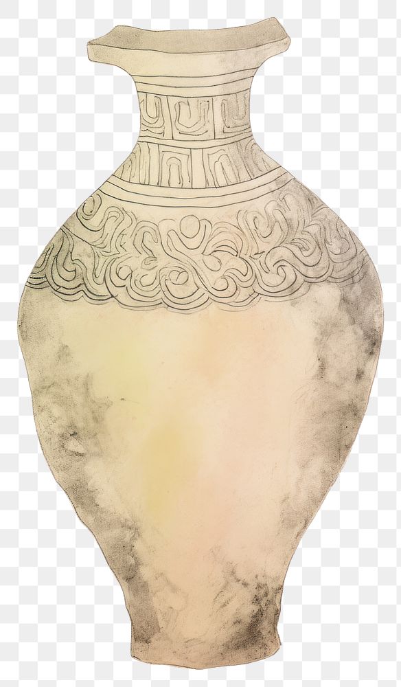 PNG Illustration of a vase pottery white background creativity.