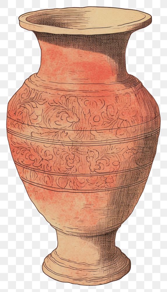 PNG Illustration of a vase red pottery urn jar.
