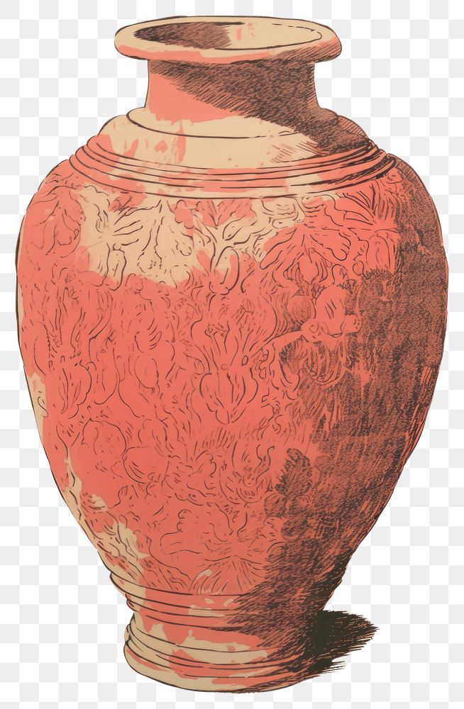 PNG Illustration of a vase red pottery urn jar.