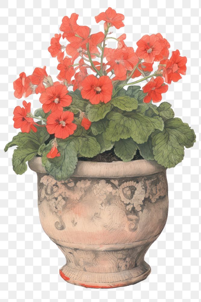 PNG Illustration of a Flower Pot flower plant red.