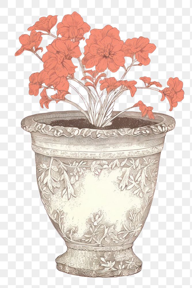 PNG Illustration of a Flower Pot flower plant red.