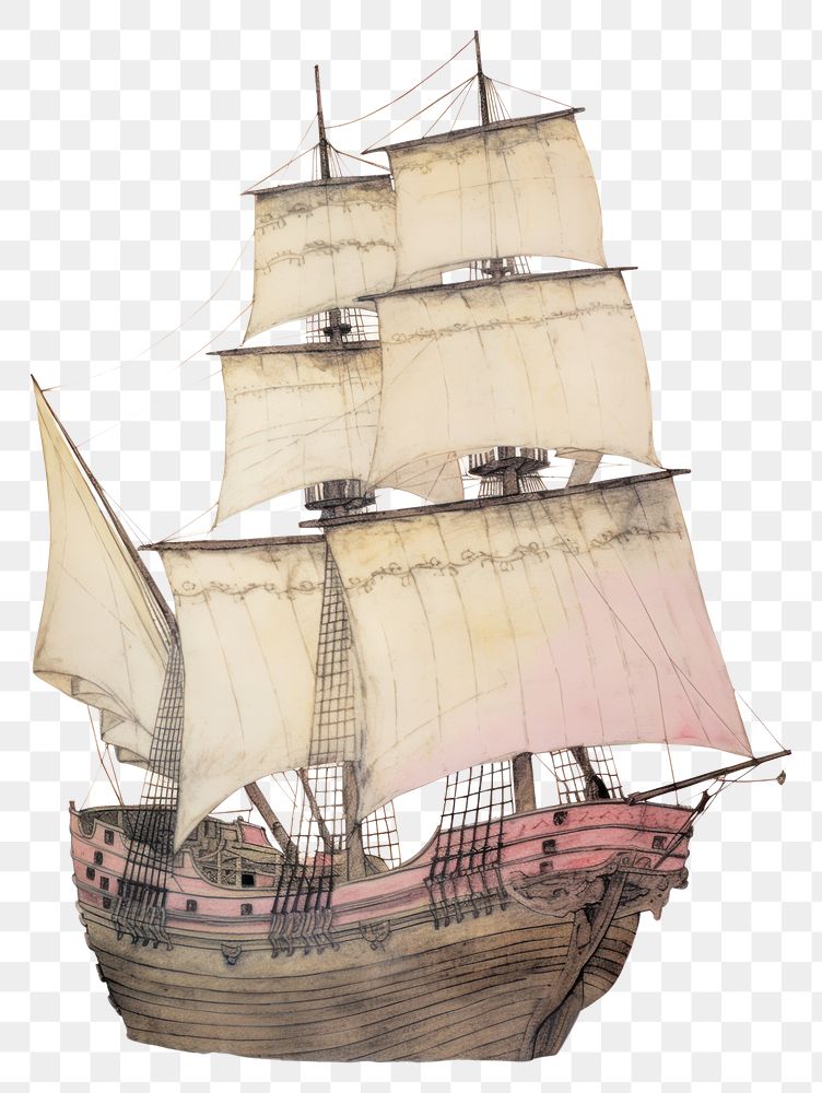 PNG Illustration of a ship sailboat vehicle sketch.