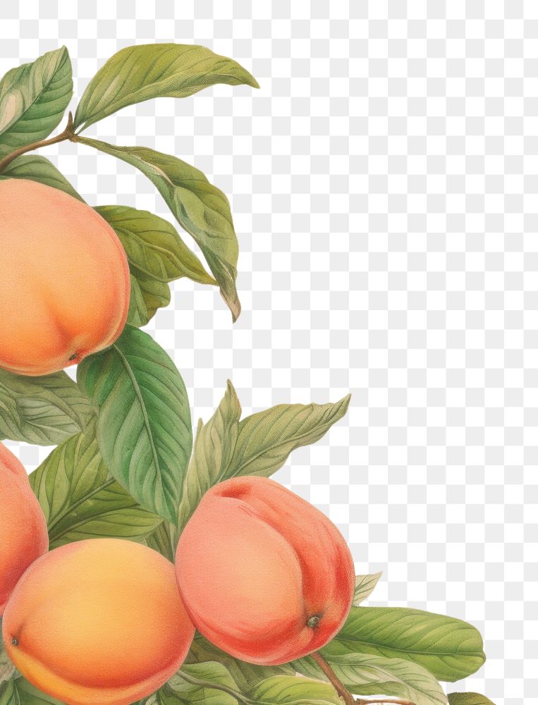 PNG  Realistic vintage drawing of peach border backgrounds fruit plant