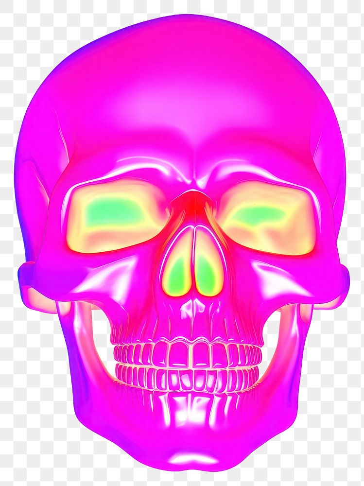 PNG  Surrealistic painting of pink neon skull purple white background clothing.