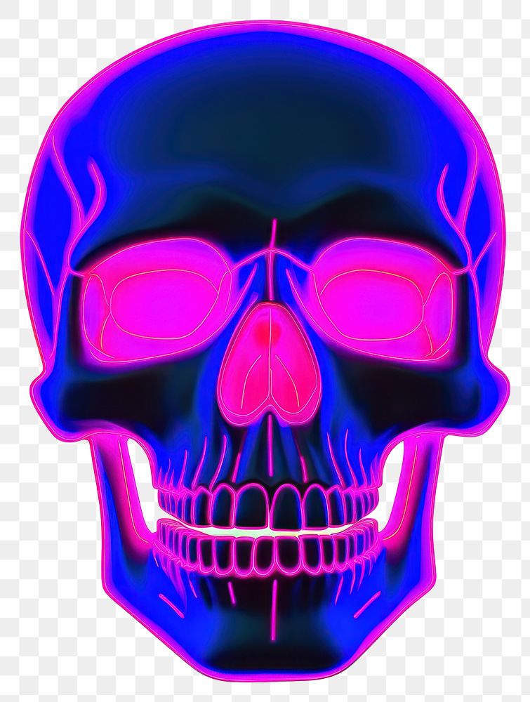 PNG  Surrealistic painting of pink neon skull purple white background photography.