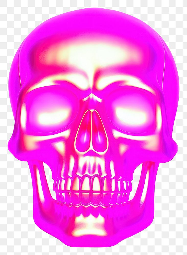 PNG  Surrealistic painting of pink neon skull purple art white background.