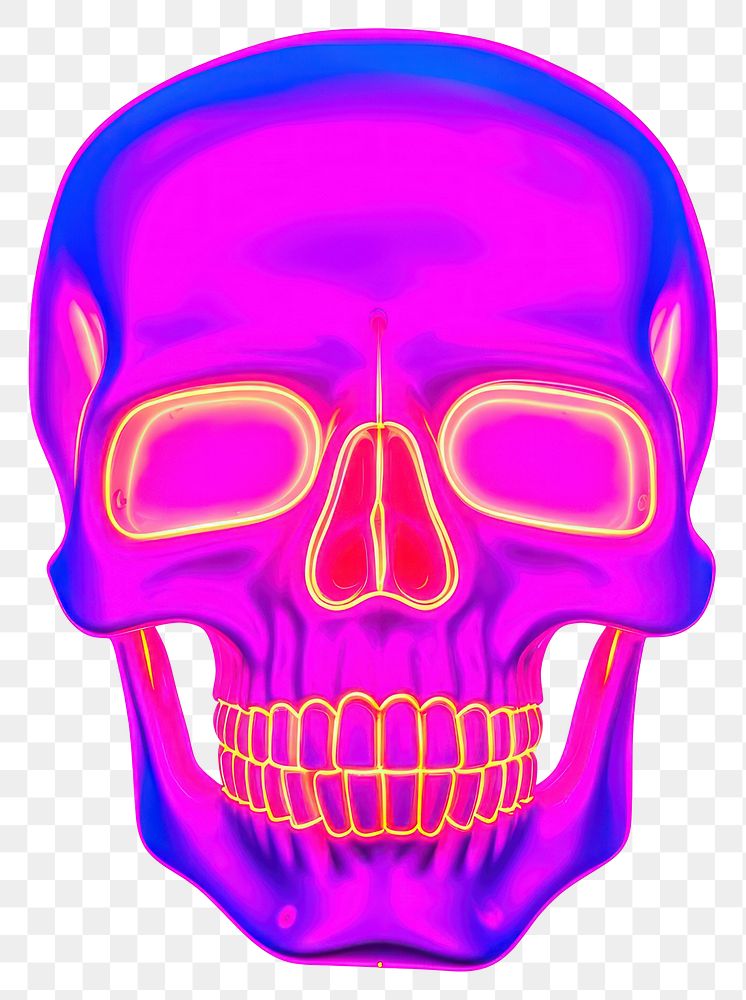 PNG  Surrealistic painting of pink neon skull purple white background creativity.