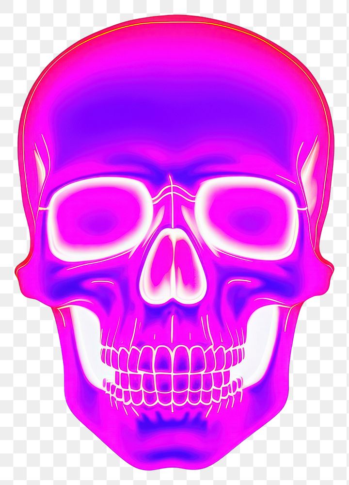 PNG  Surrealistic painting of pink neon skull purple illuminated celebration.