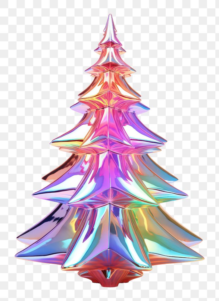 PNG  Christmas tree iridescent white background illuminated celebration.