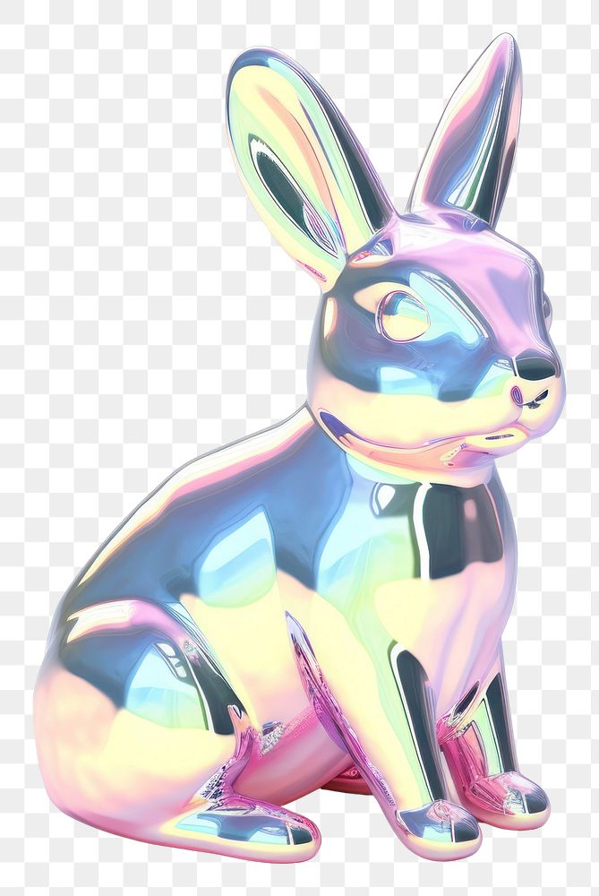 PNG  Simplify easter rabbit iridescent figurine animal mammal.