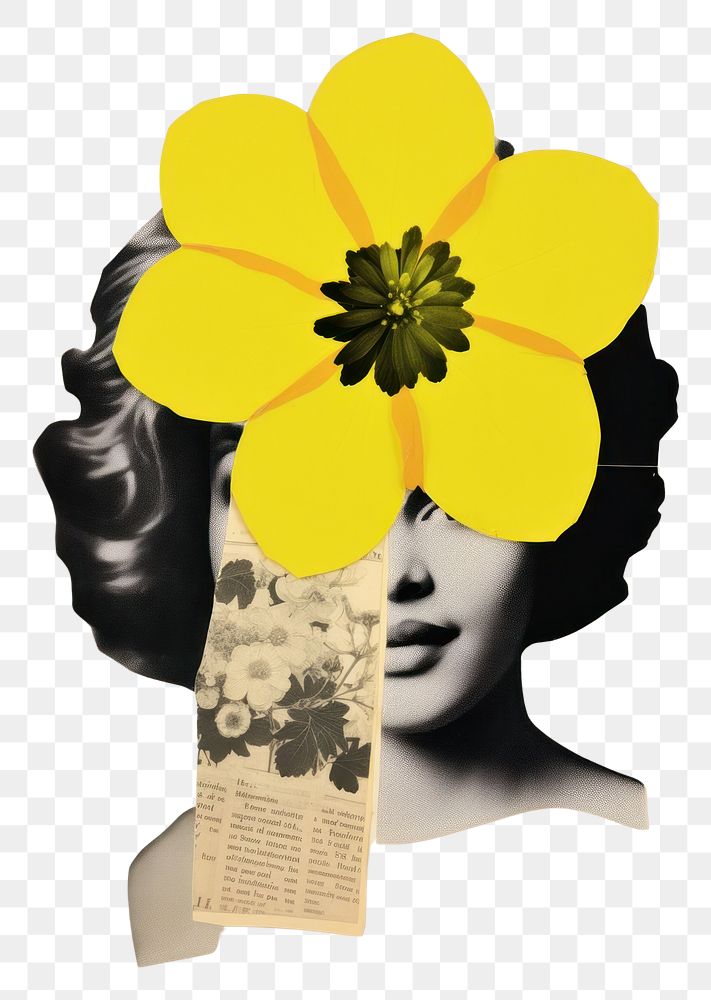 PNG Woman head with flower art advertisement brochure.