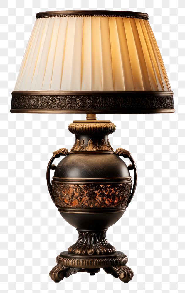 PNG Antique table lamp lampshade white background architecture. AI generated Image by rawpixel.