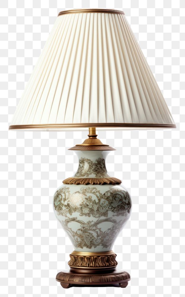PNG Antique table lamp lampshade white background illuminated. AI generated Image by rawpixel.
