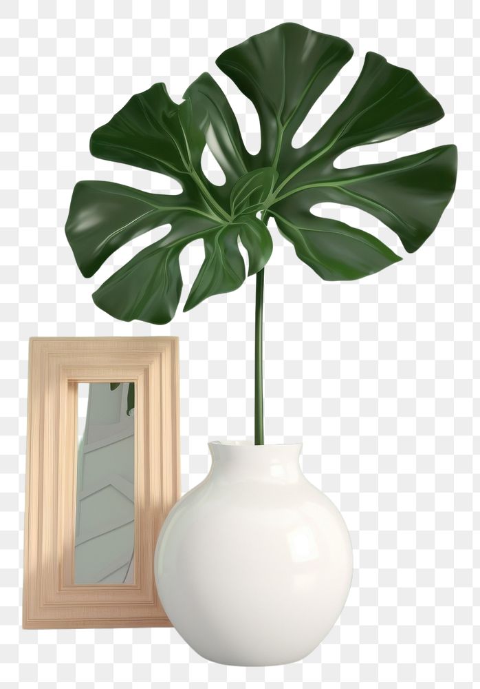 PNG  Houseplant leaf vase decoration. AI generated Image by rawpixel.