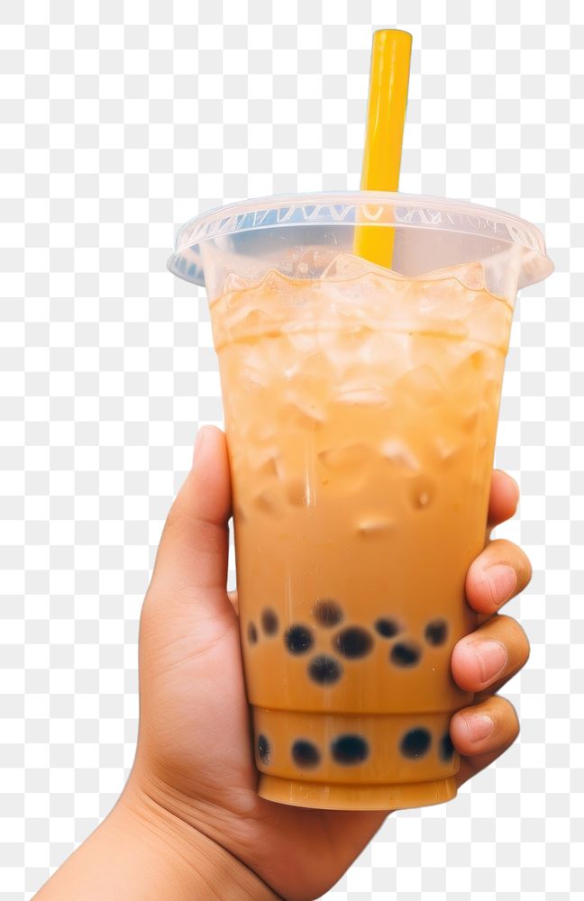 PNG  Hand holding a bubble tea drink adult refreshment. AI generated Image by rawpixel.