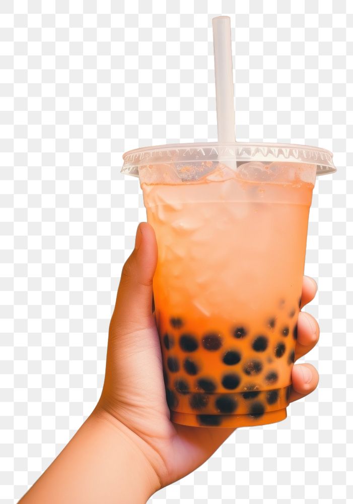 PNG  Hand holding a bubble tea drink refreshment disposable. AI generated Image by rawpixel.