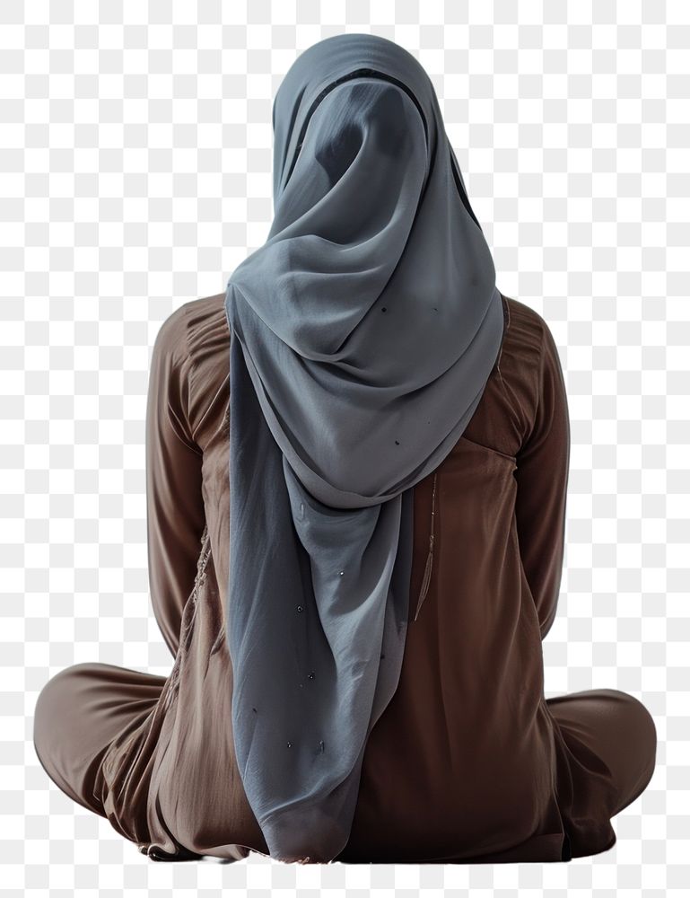 PNG  Muslim woman sitting and praying in Mosque adult contemplation spirituality. AI generated Image by rawpixel.