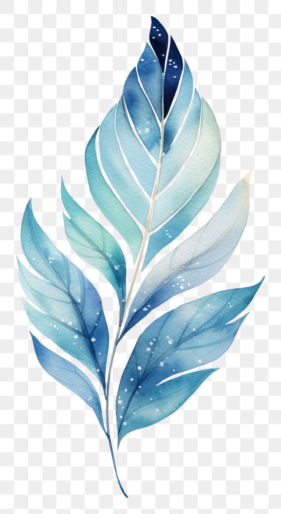 PNG  Leaf in Watercolor style pattern white background lightweight