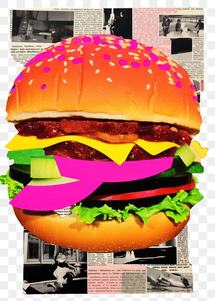 PNG Minimal burger food art advertisement.