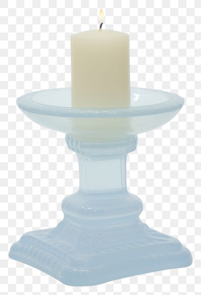 PNG Baby blue retro glass candlestick holder lighting fire lighting equipment.