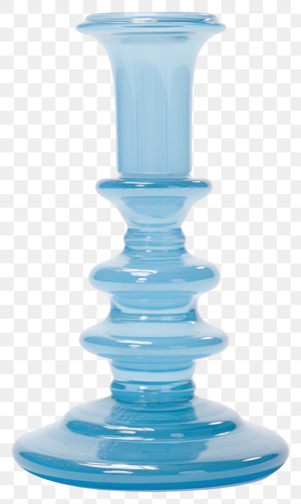 PNG Baby blue retro glass candlestick holder vase white background drinkware.