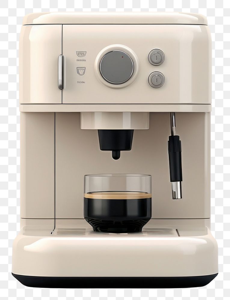 PNG A beige minimal beige coffee machine appliance cup coffeemaker.