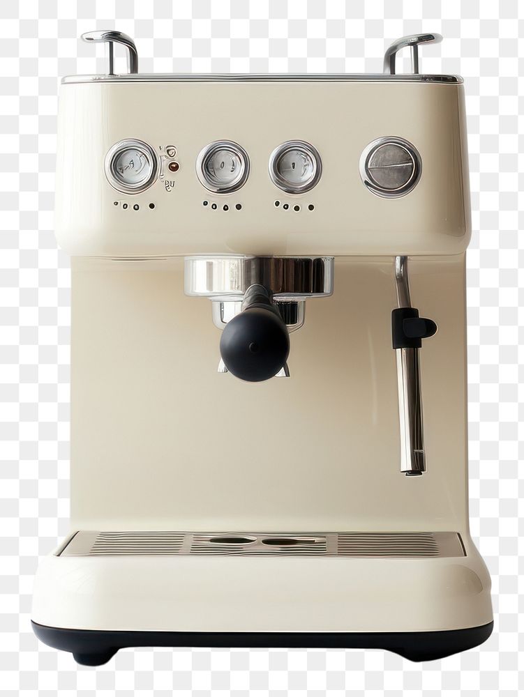 PNG A beige minimal beige coffee machine white background coffeemaker technology.