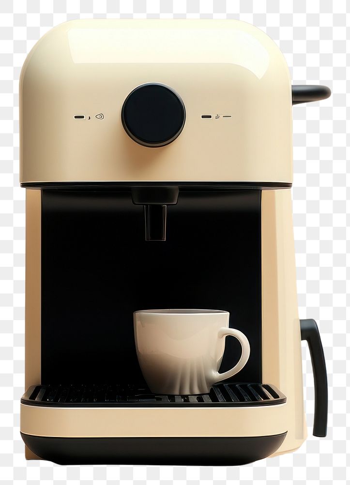 PNG A black minimal beige coffee machine appliance cup mug.