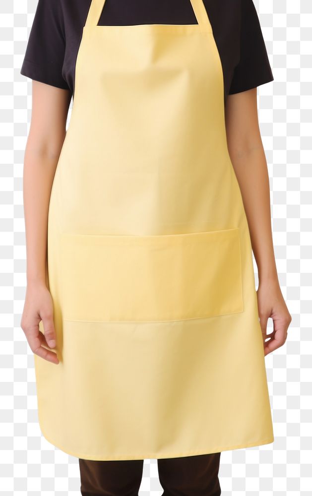 PNG A cotton yellow home cook apron adult white background midsection.
