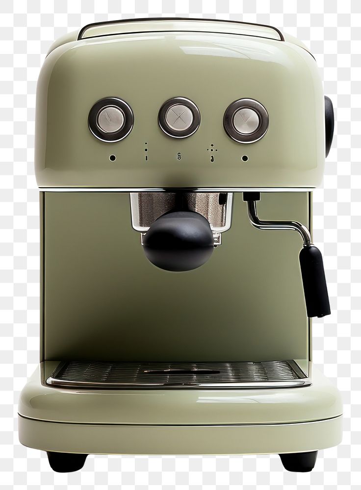 PNG A green minimal beige coffee machine coffeemaker technology appliance.