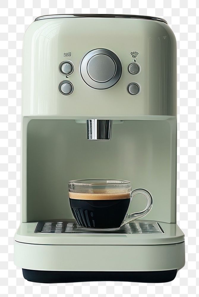 PNG A green minimal beige coffee machine cup coffeemaker technology.