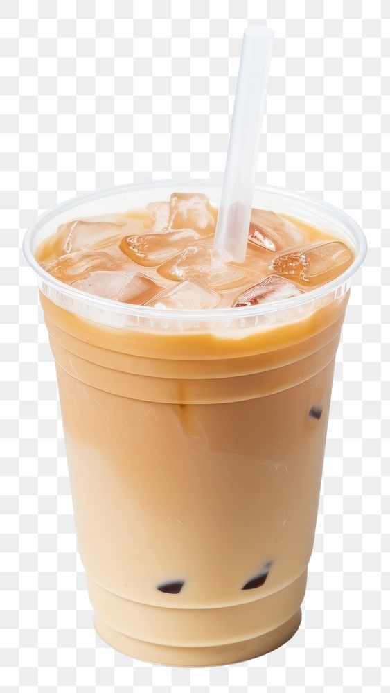 PNG A plastic disposable ice caramel macchiato coffee glass drink cup white background.