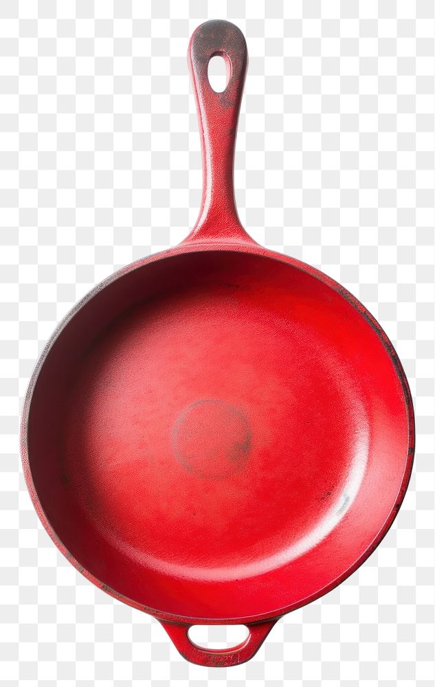 PNG A retro red cast iron pan cookware wok white background.