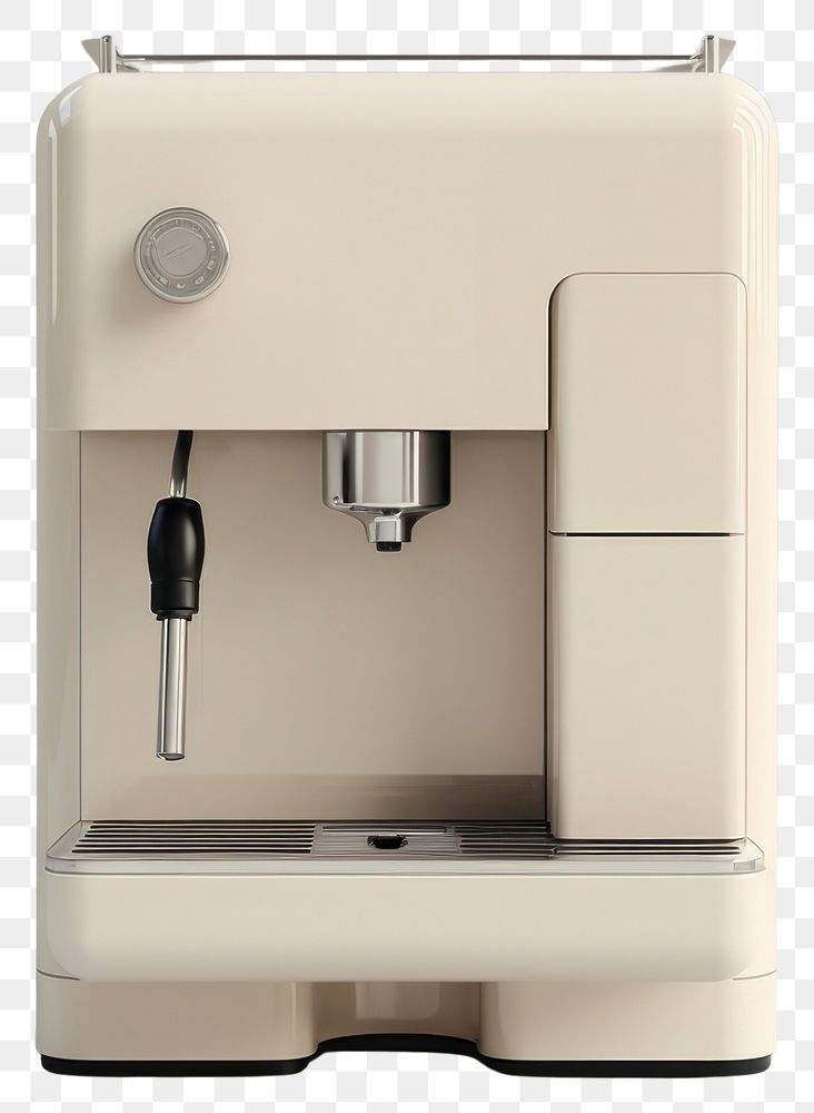 PNG A white minimal beige coffee machine coffeemaker technology appliance.