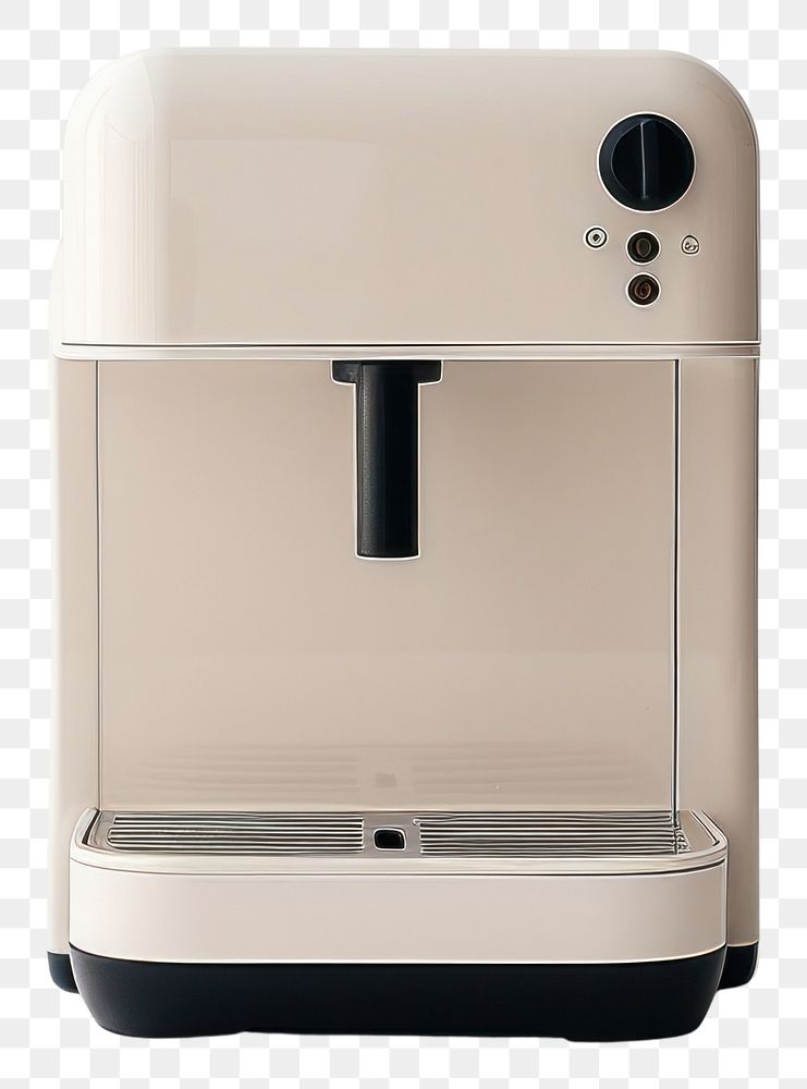 PNG A white minimal beige coffee machine white background coffeemaker technology.