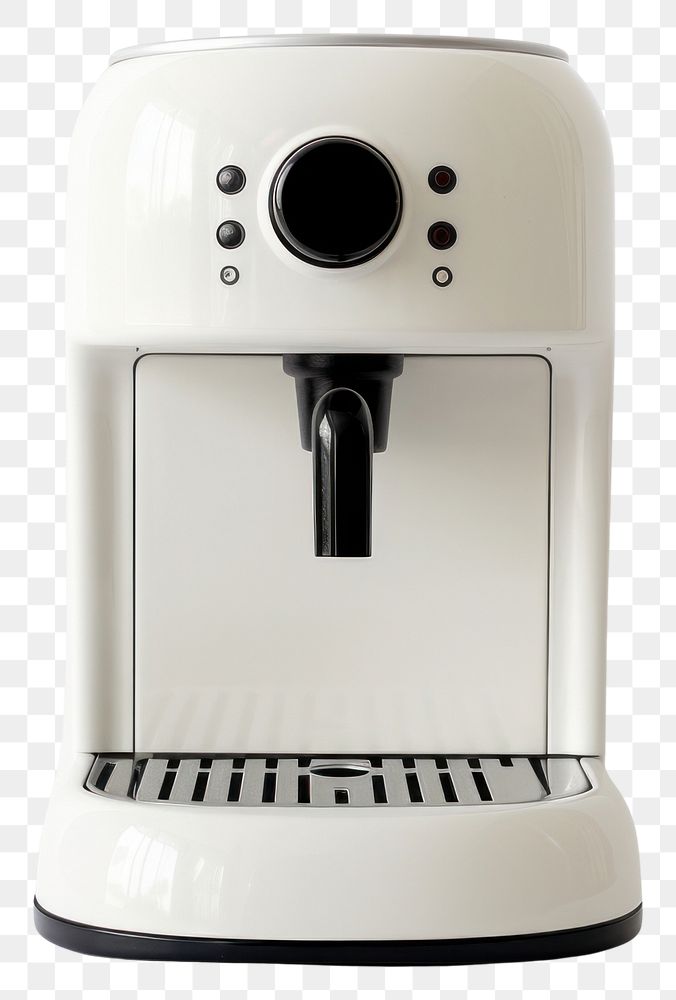 PNG A white minimal beige coffee machine white background coffeemaker technology.
