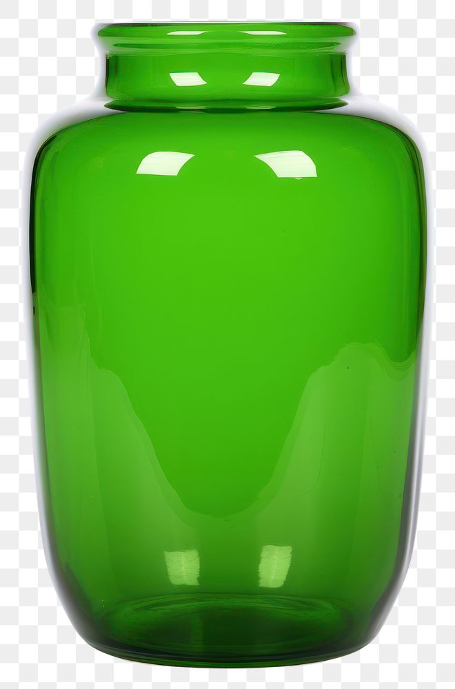 PNG Budget green glass retro vase bottle jar white background.
