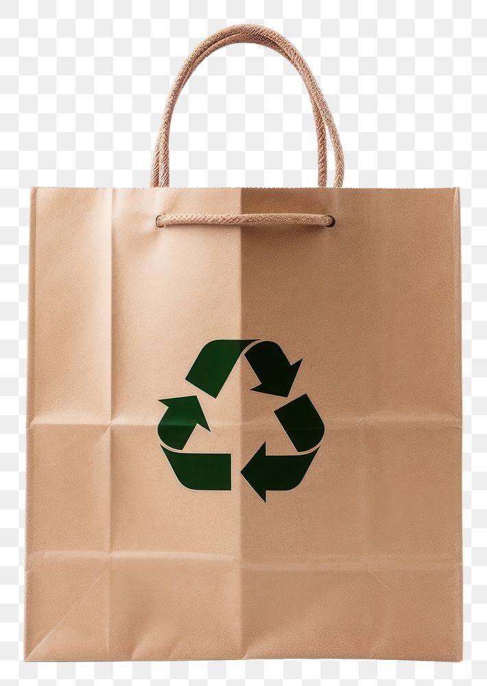 PNG Paper bag with recycle handbag green white background.