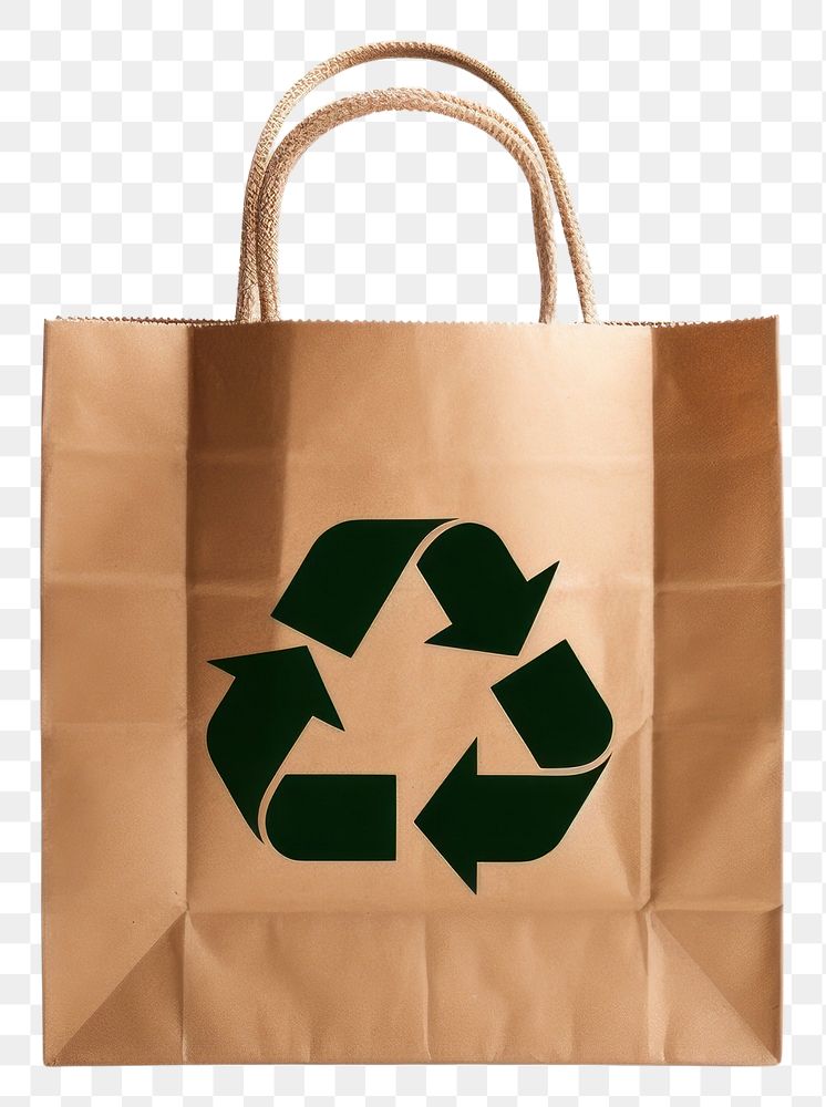 PNG Paper bag with recycle handbag green white background.