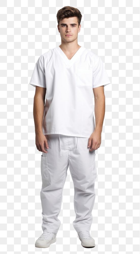 PNG White men wearing white medical scrubs suits portrait standing adult.
