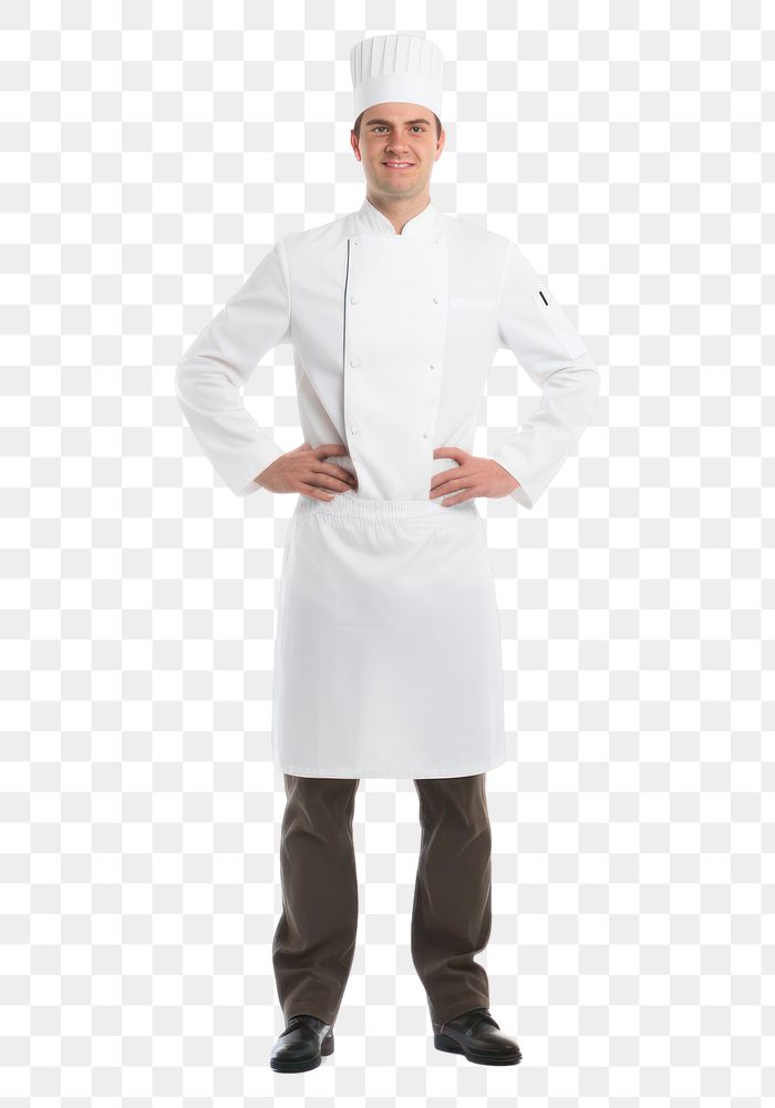 PNG White men wearing white chef uniform portrait adult white background.