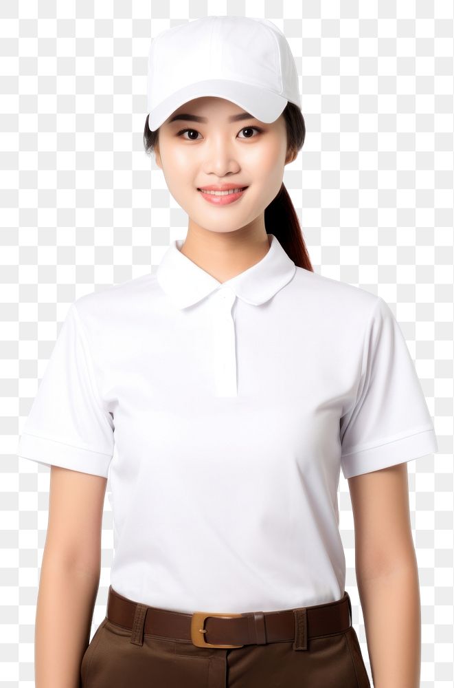 PNG Asian woman wearing blank white fast food uniform portrait sleeve blouse.