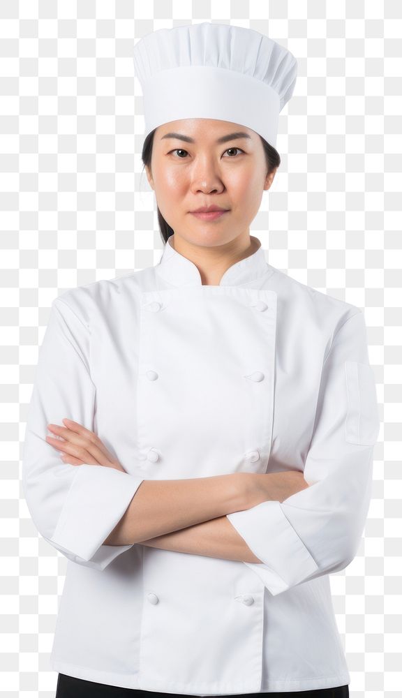PNG Asian women wearing white chef uniform portrait white background scientist.