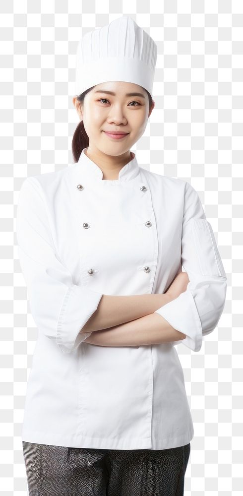 PNG Asian women wearing white chef uniform portrait adult white background.