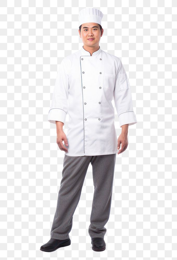 PNG Asian men wearing white chef uniform portrait adult white background.
