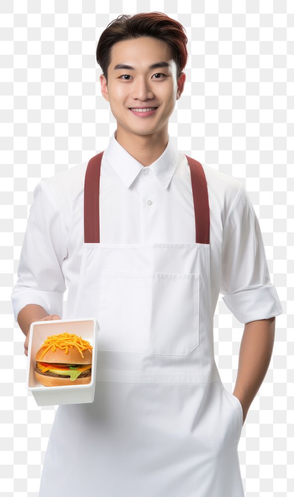 PNG Asian men wearing white chef uniform portrait food white background.