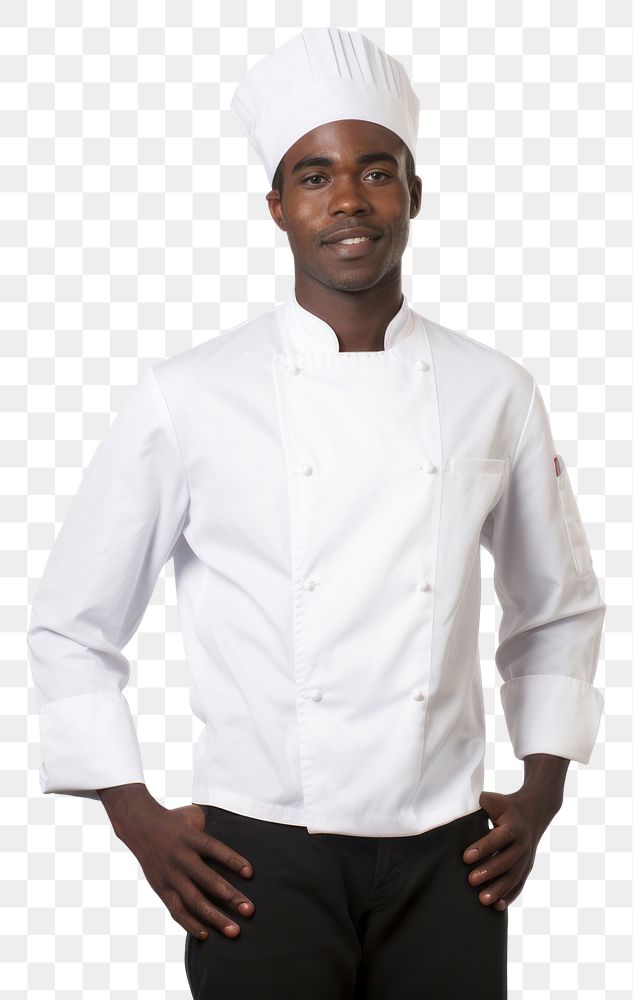 PNG Black men wearing white chef uniform portrait adult white background.