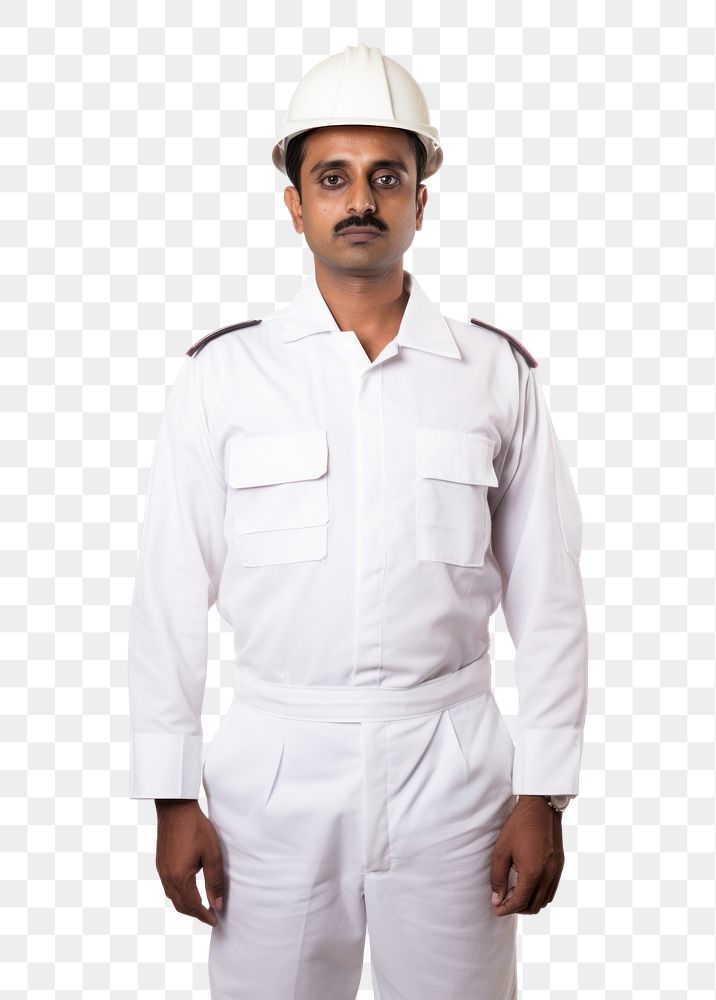 PNG Indian man wearing white fireman uniform portrait adult white background.
